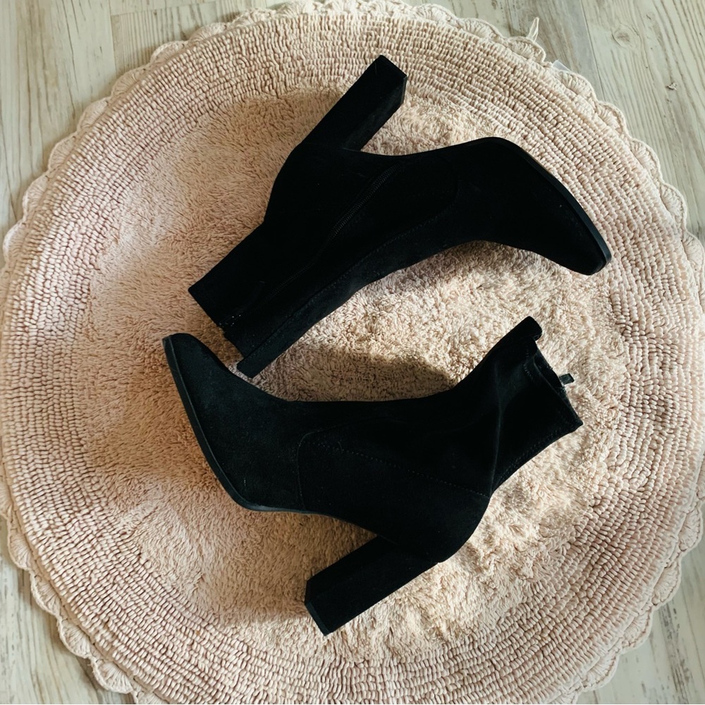 Aldo Black Suede Block Heel Ankle Boots - Women